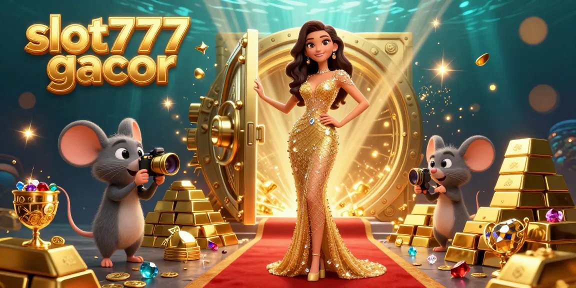 Spin and win at slot777 gacor with golden treasures and dazzling jackpots in this vibrant 3D casino scene!