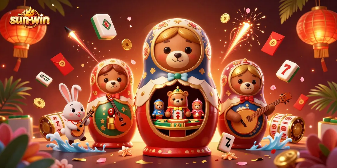 Win big with sun-win's exciting casino visuals featuring colorful bears and festive elements.