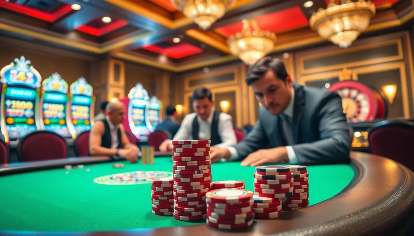 A serious player at a poker table with chips representing New88bet.us, emphasizing high-stakes gambling excitement.