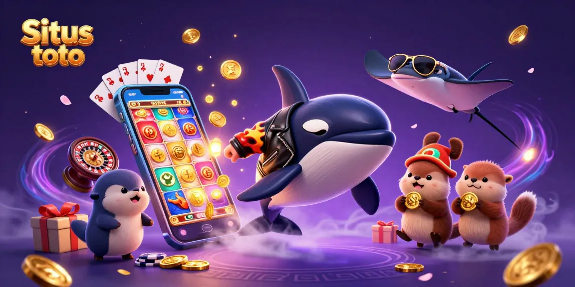 Situs toto showcases a thrilling 3D casino scene featuring dynamic characters and vibrant gaming elements.