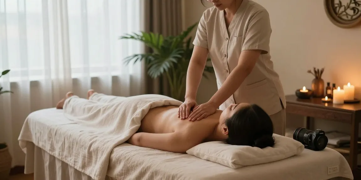 Experience a calming 구로마사지 in a serene spa environment with a professional therapist.