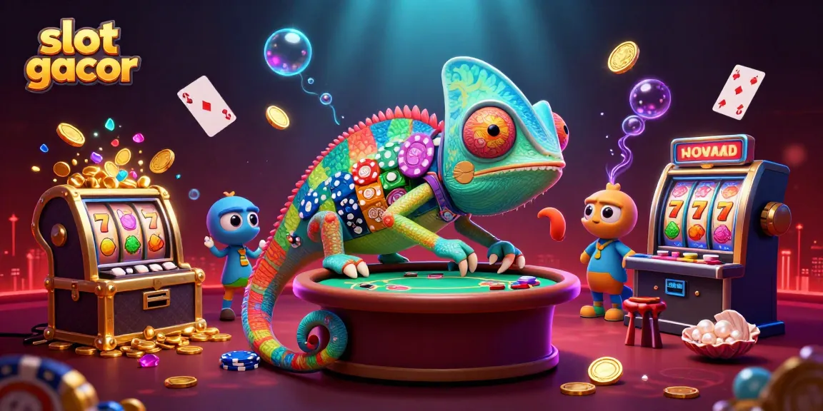 Experience thrilling slot gacor gameplay with our colorful 3D casino scene filled with exciting elements and vivid details.
