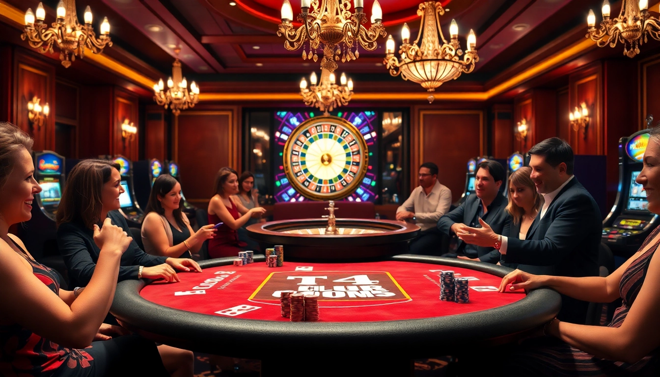 Players engaging at a B52 Club poker table, showcasing excitement and strategy in a vibrant casino atmosphere.
