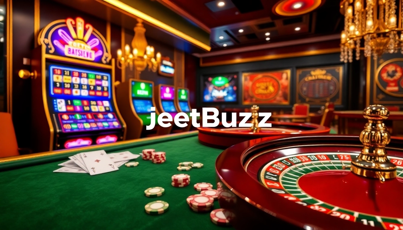 Experience the thrill of online gambling with Jeetbuzz as vibrant slot machines and poker tables come alive.