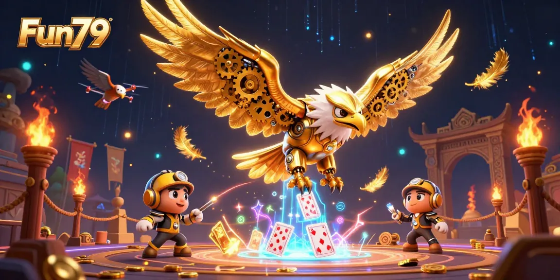 Engage in thrilling gameplay with Fun79's 3D illustration showcasing casino excitement.