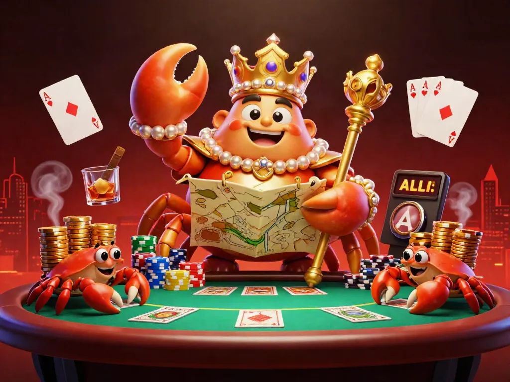 Engage with Hitclub's vibrant gaming world featuring a golden crab emperor in a dynamic casino scene.