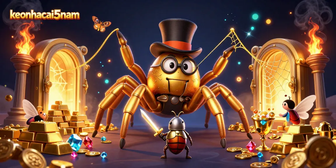 Engage in thrilling gameplay with keonhacai5nam as golden tarantula weaves luck in a vibrant casino
