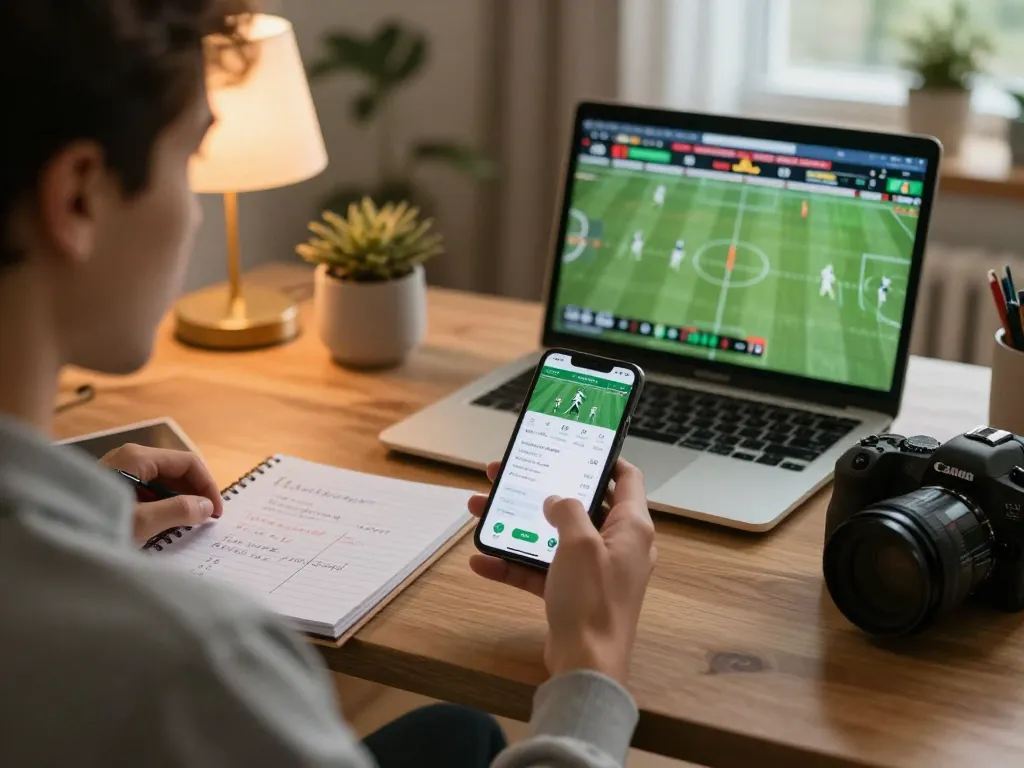 Engaged user analyzing keonhacai odds on a smartphone app during an online betting session at home.