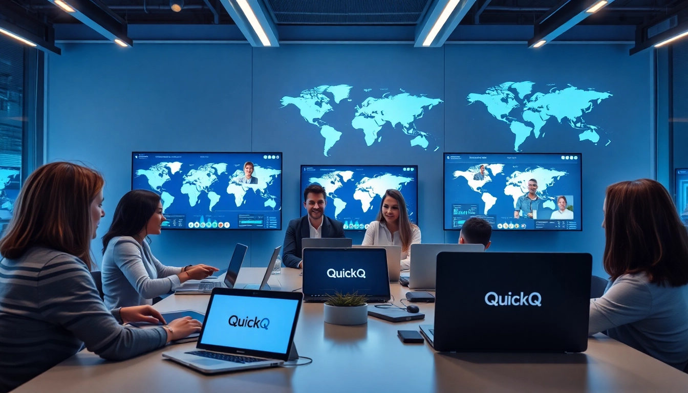 在现代工作空间环境中，通过 QuickQ 实现无缝全球连接。