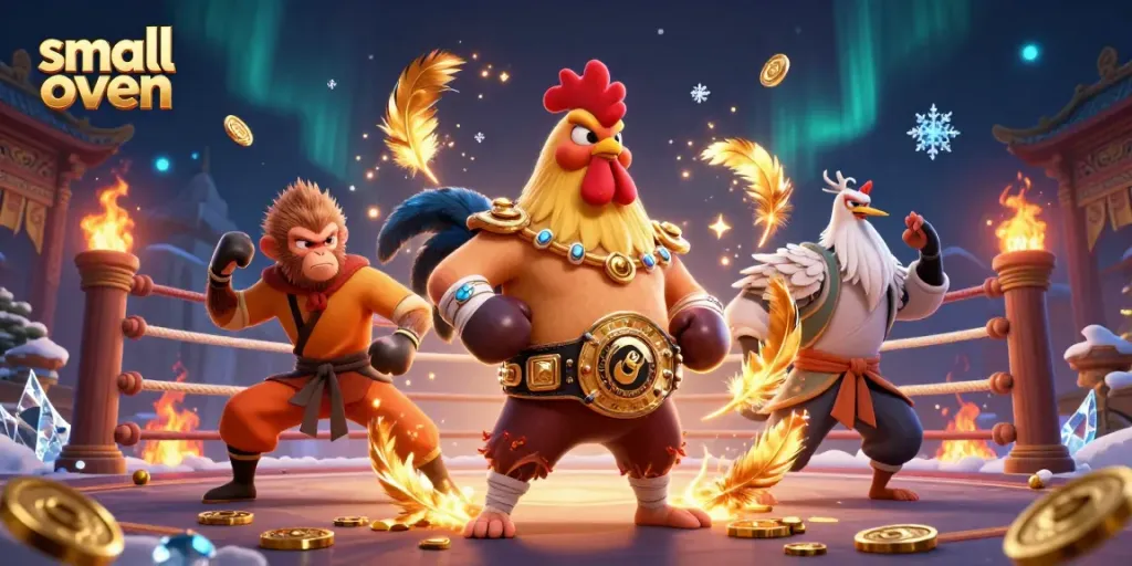 Engage in thrilling bets with the small oven scene, showcasing champions amidst golden elements and fierce competition.
