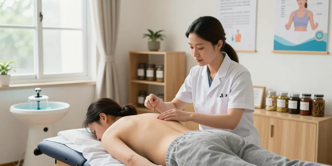 Patient receiving treatment at 수원교통사고한의원, demonstrating a professional acupuncture session.