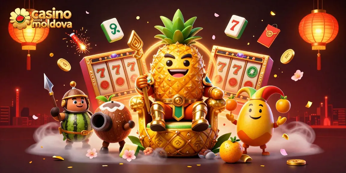 Împărăteasa ananasului zburdă în casino online moldova cu păcănele de aur și bonusuri imense.