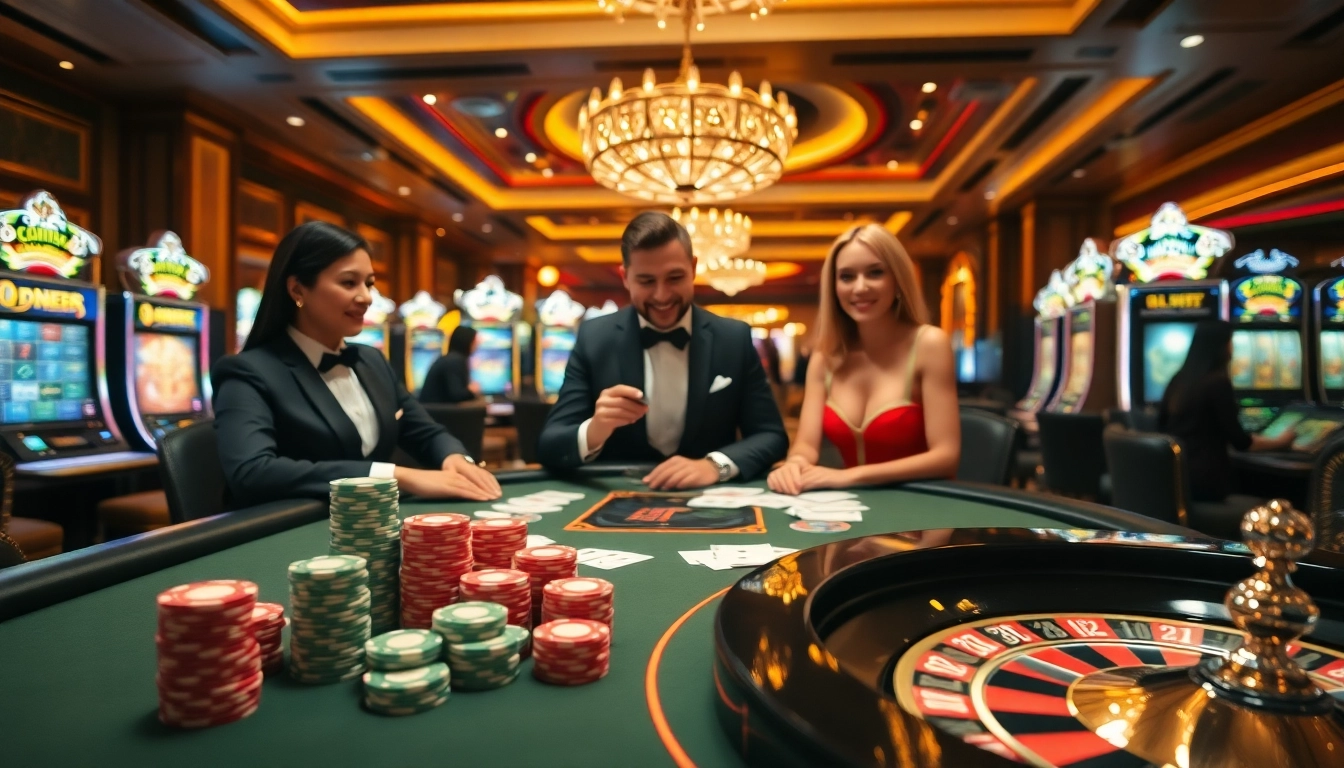 B52club poker action with vibrant chips and attentive players in a luxurious casino atmosphere.