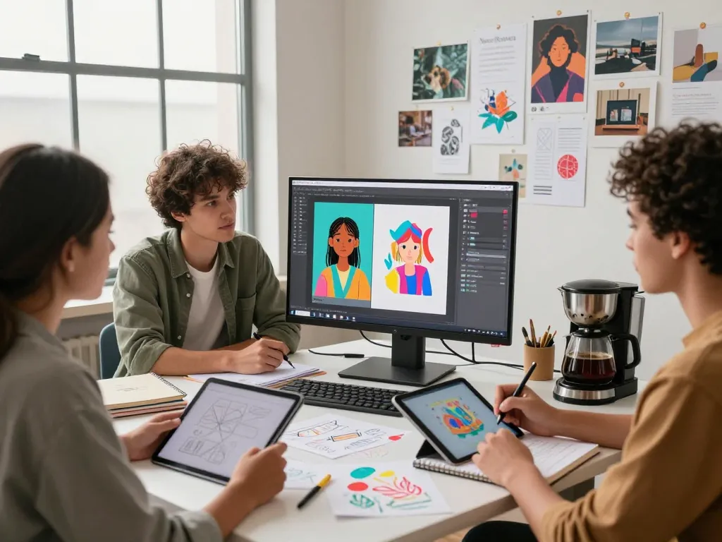 Collaborative creative environment using Nano Banana AI image editor for innovative digital art creation.
