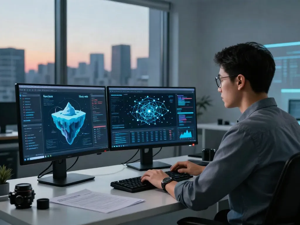 Cybersecurity expert analyzing data related to the hidden wiki official site in a modern workspace.