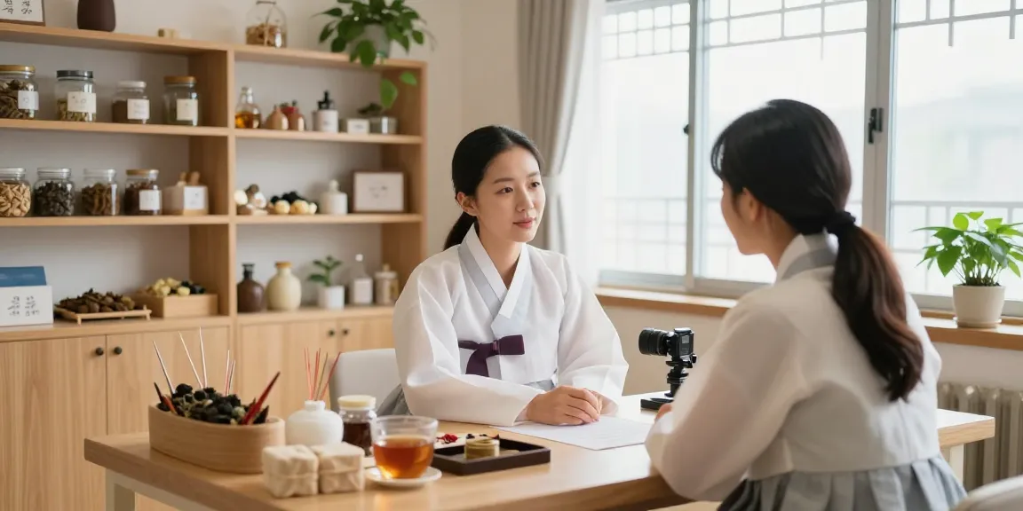 Health consultation at 수원한의원 showcasing traditional medicine practices and a welcoming environment.