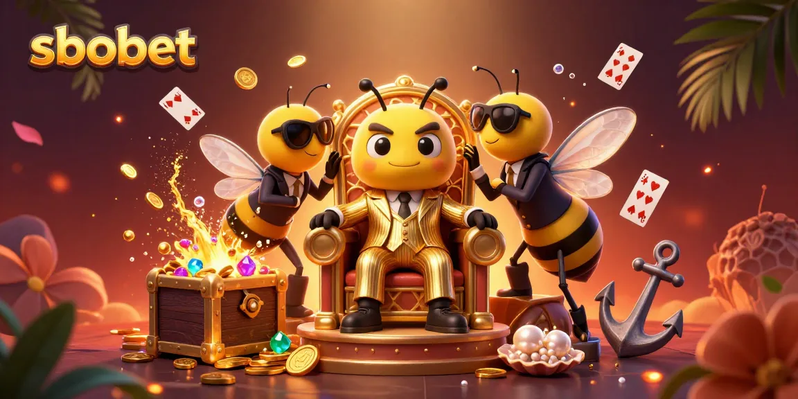 Experience sbobet's vibrant betting world with a bumblebee mob boss, gold coins, and sports charm.