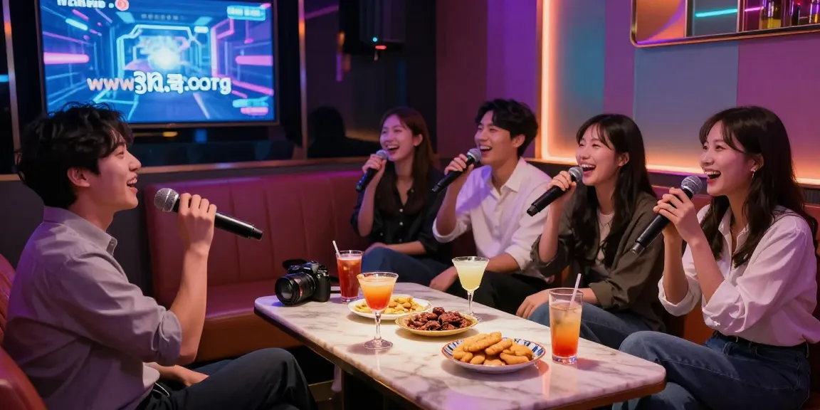 Nightlife experience at a karaoke lounge, showcasing vibrant atmosphere at www.3no.org, with guests enjoying private rooms and colorful decor.