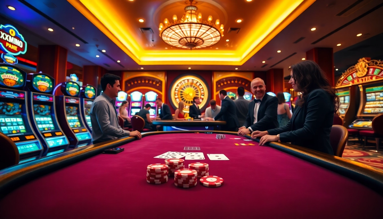 Players enjoying an exciting game session at XX88 casino with vibrant tables and thrilling atmosphere.