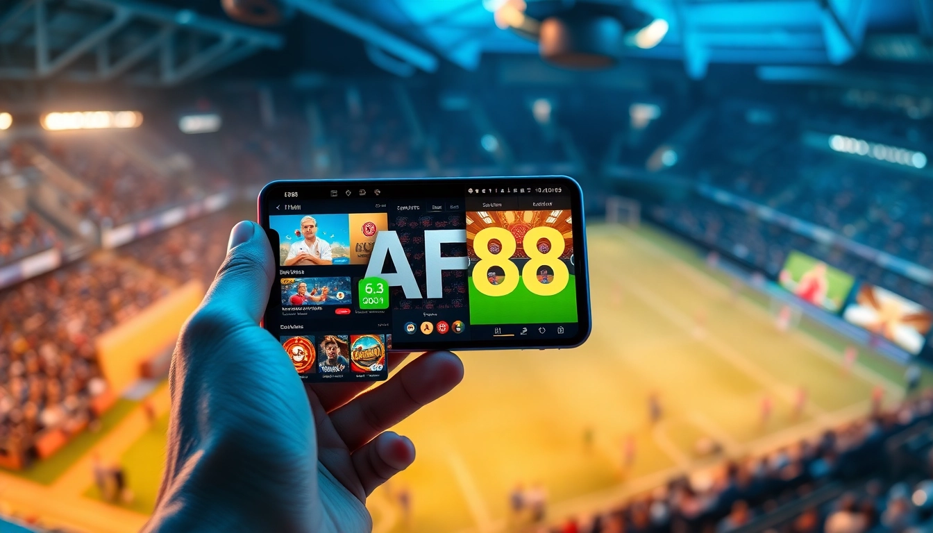 Experience seamless gaming with AF88 mobile app, showcasing vibrant sports and casino options.