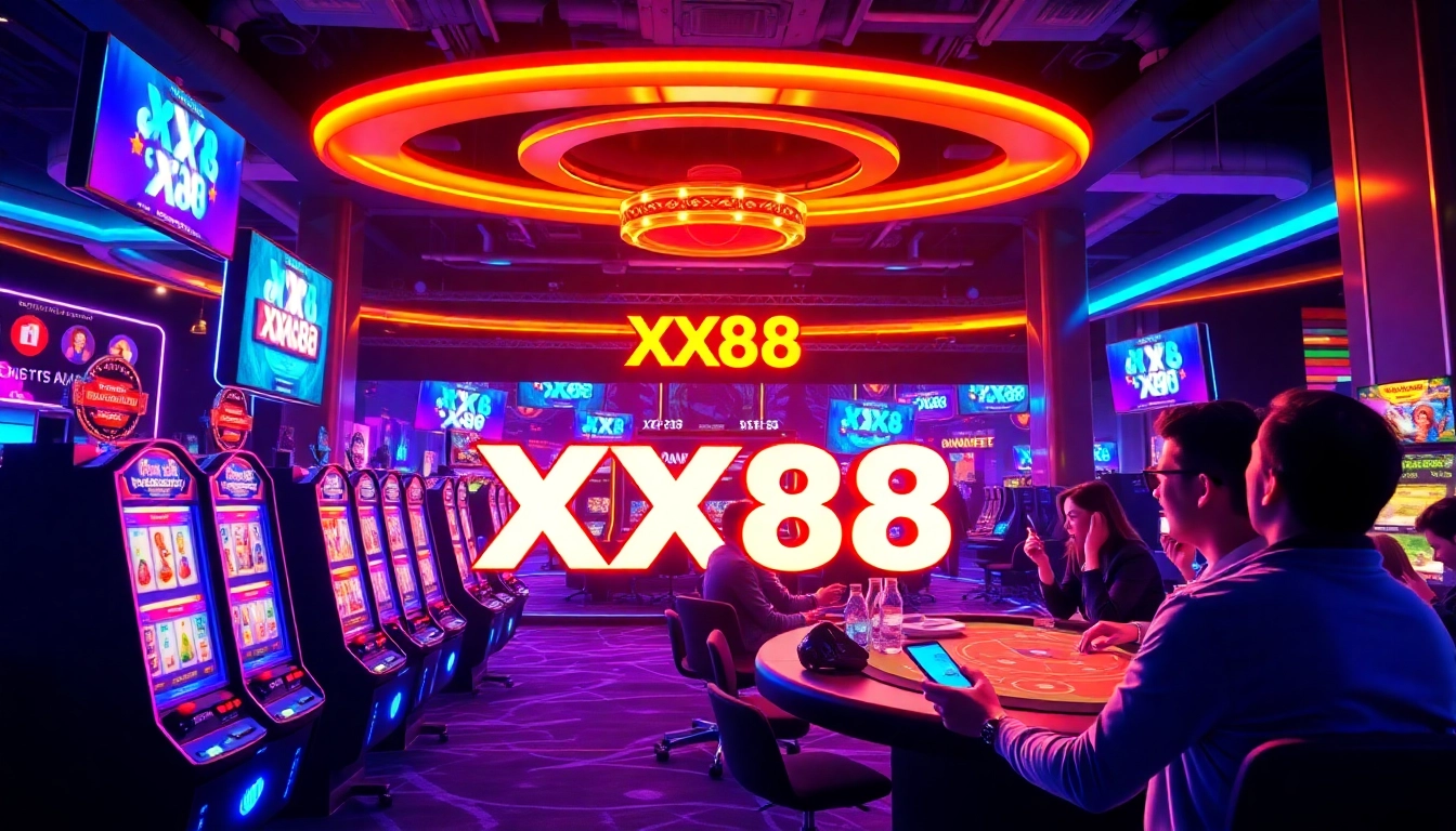 Experience the thrill of online gaming with XX88's vibrant interface, showcasing exciting games and modern tech.