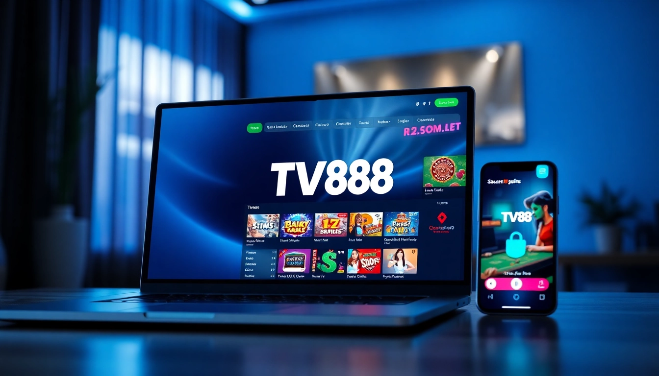 TV88 online gambling platform interface showcasing secure transactions and engaging games.