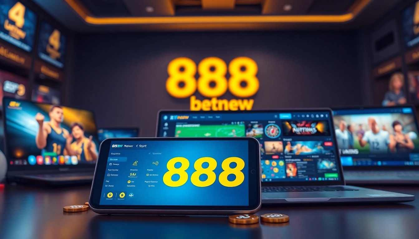 Experience 888new's secure online gambling platform featuring vibrant game graphics and digital currency transactions.