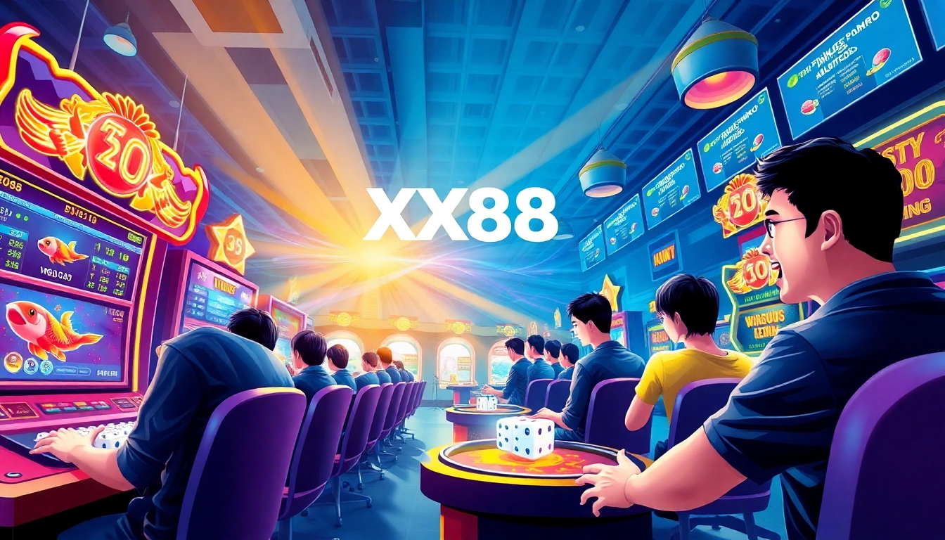 Immersive gaming scene featuring players engaged in popular XX88 games, showcasing excitement and innovation.