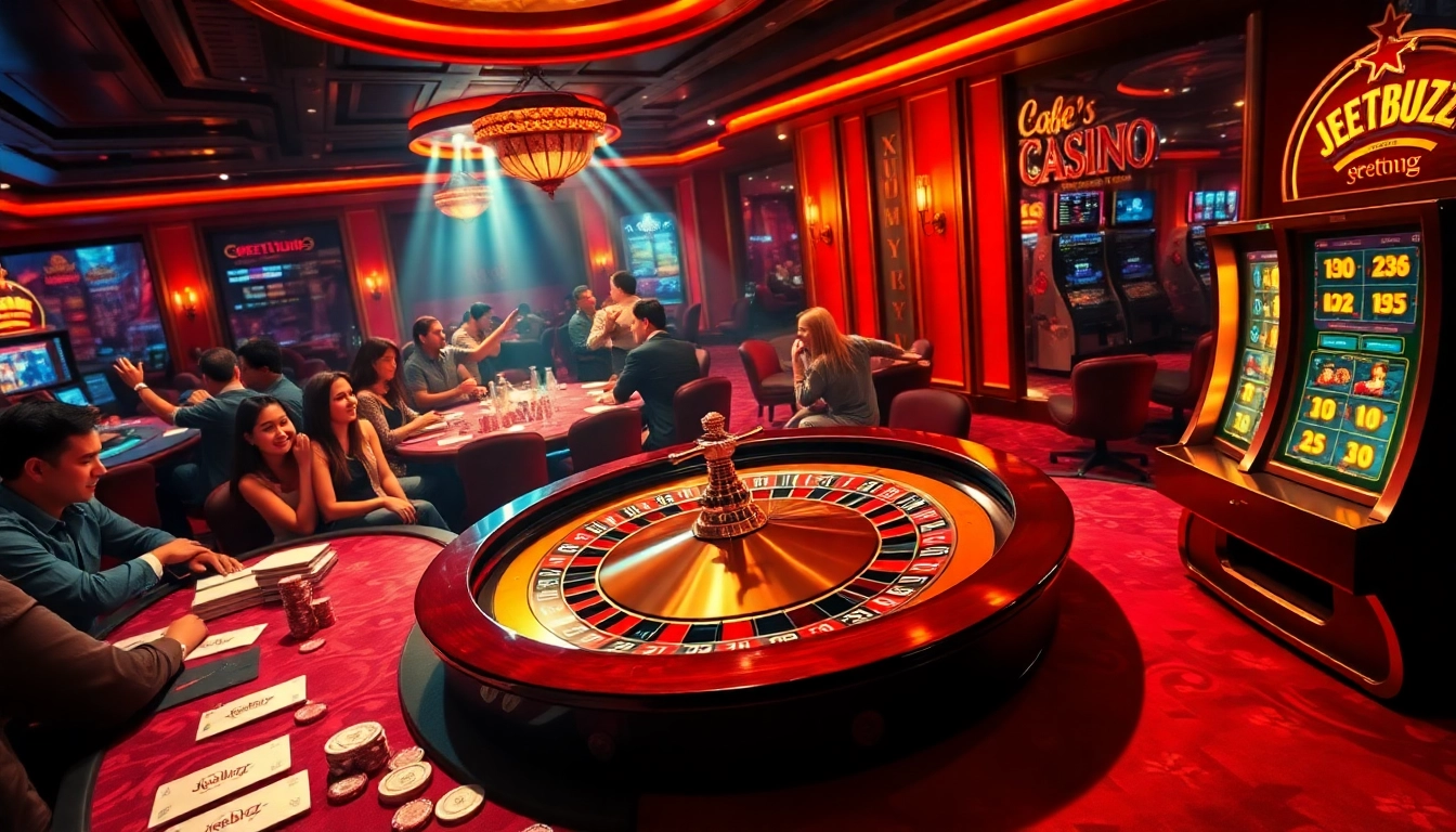 Experience the thrill of winning at Jeetbuzz casino with vibrant tables, exciting slot machines, and roulette.