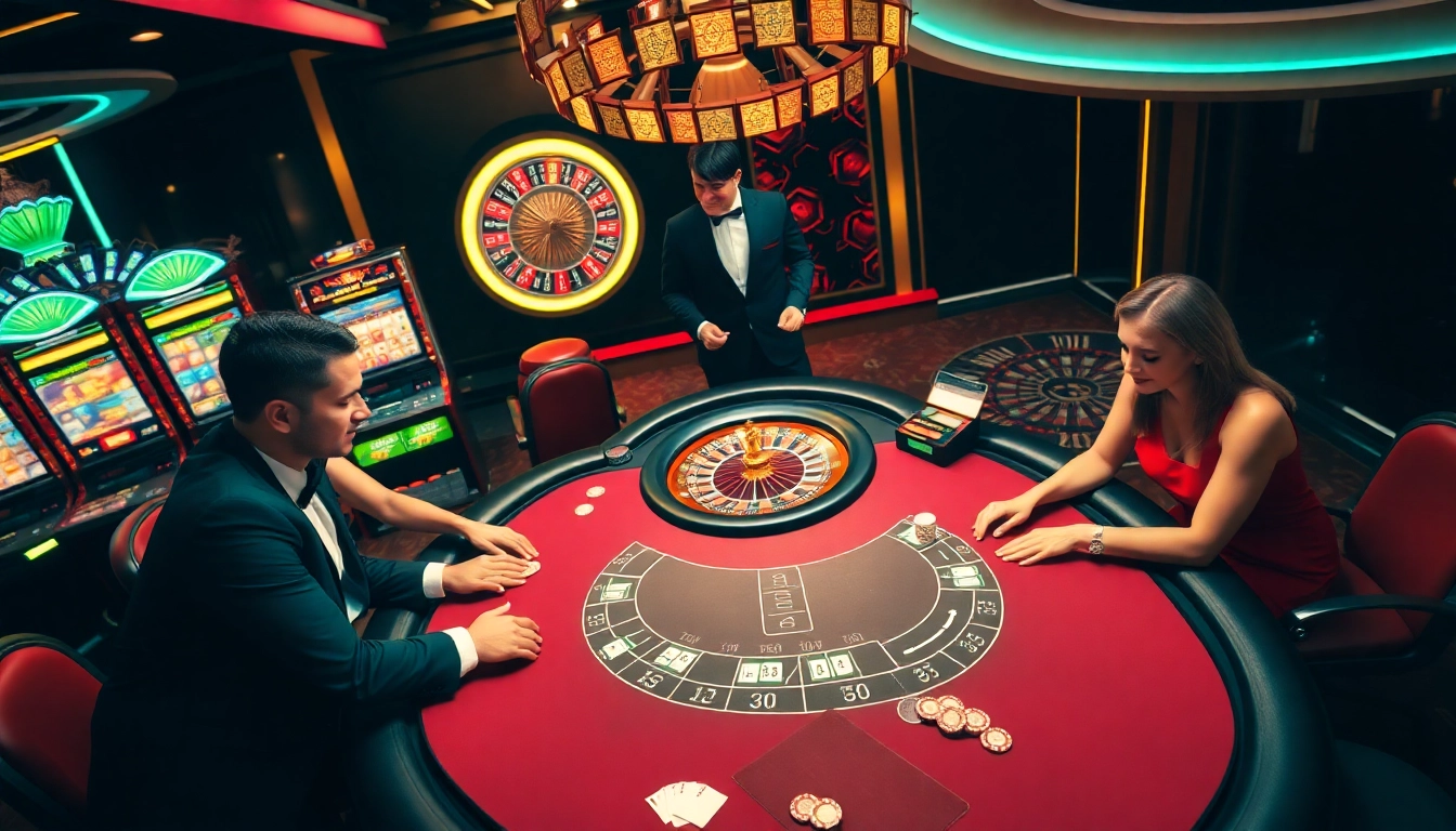 Exciting gameplay at a blackjack table with luxurious decorations at https://urr88.com/, highlighting vibrant casino energy.