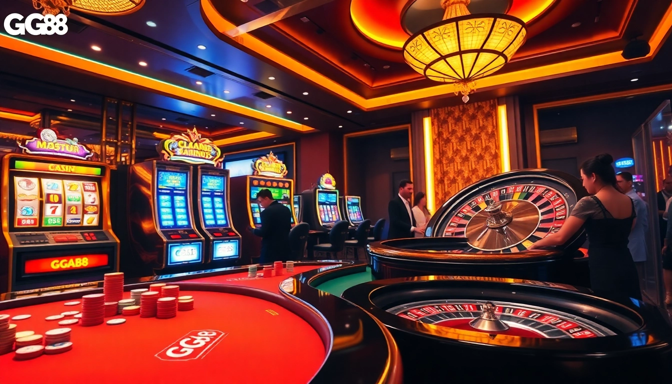 Engaging players spin the roulette wheel and interact with GG88 casino games.