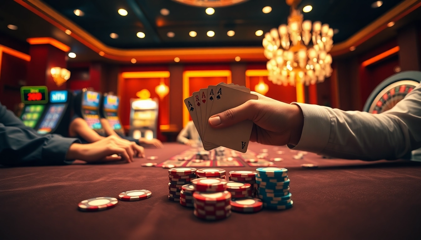 Experience high-stakes gameplay at GG88 com with vibrant poker tables and exciting casino elements.