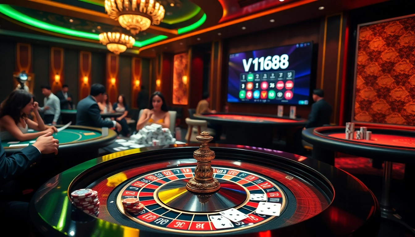 Experience high-stakes gameplay at VN168 casino with roulette and poker excitement.