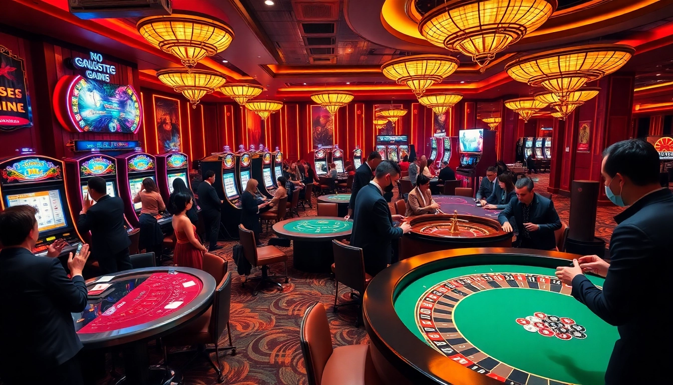 Players excitedly engage with games at a luxury casino setting featuring 7m cn elements.