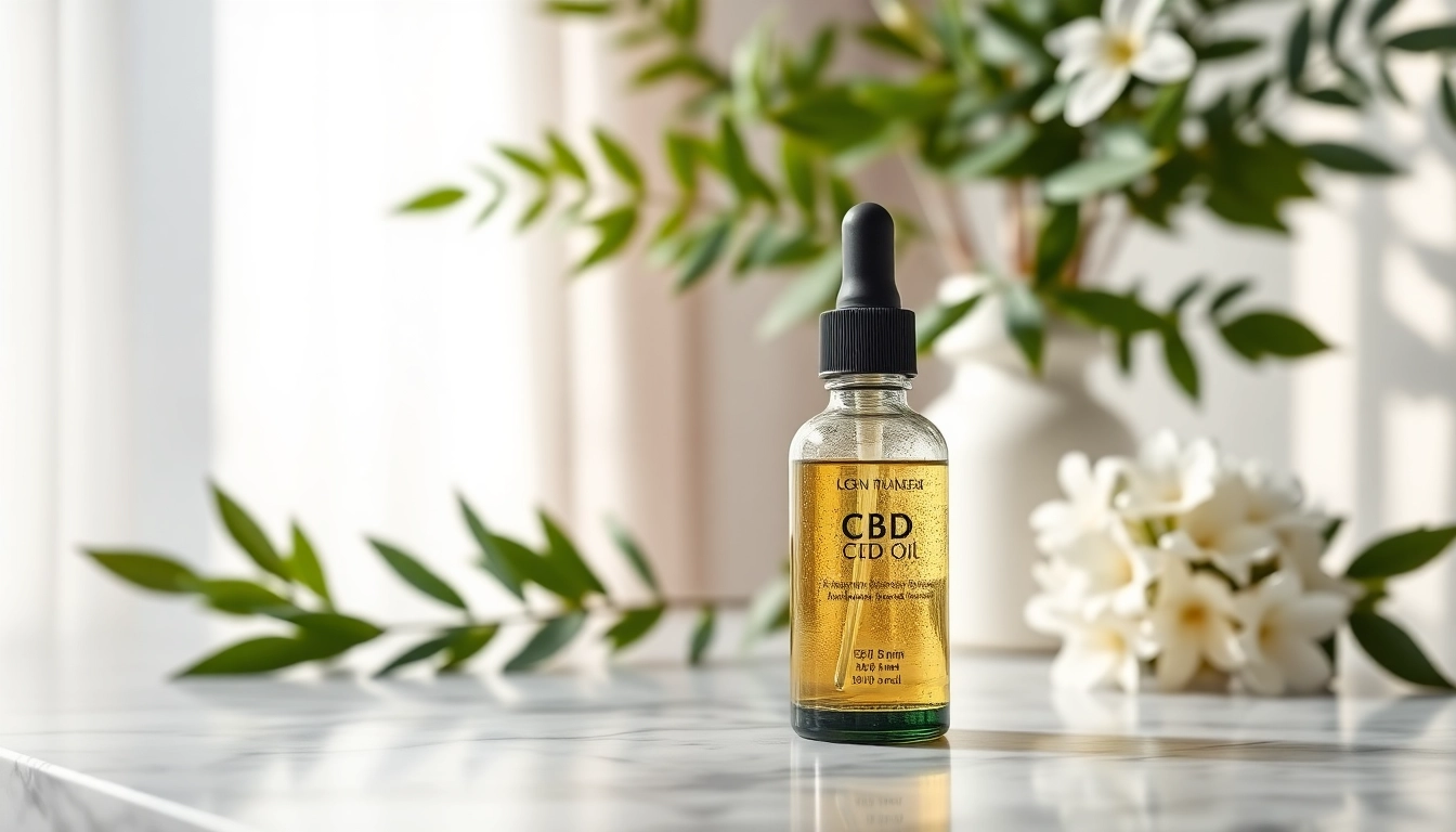 Apply CBD oil for skin in a luxurious skincare scene emphasizing natural beauty and serenity.