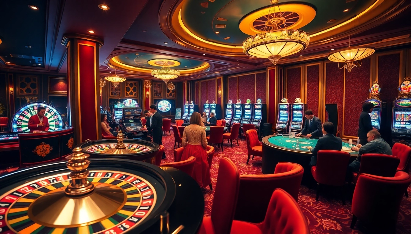 Experience the excitement of iwin casino with luxurious gaming tables and vibrant slot machines.
