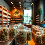 Explore the vibrant Weed Store interior showcasing a variety of cannabis products.