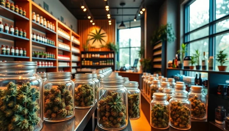 Explore the vibrant Weed Store interior showcasing a variety of cannabis products.