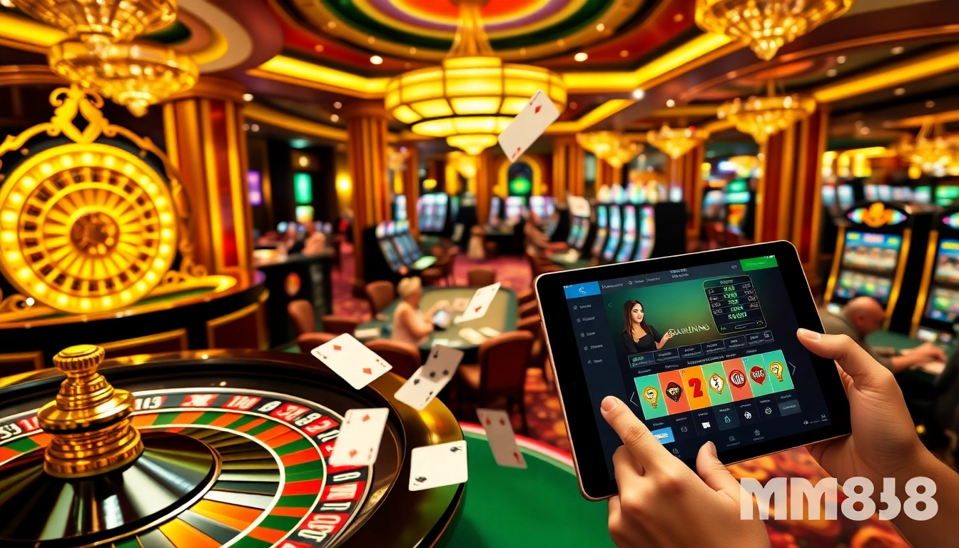 Players enjoying exciting games at MM88 casino with vibrant tables and thrilling action.