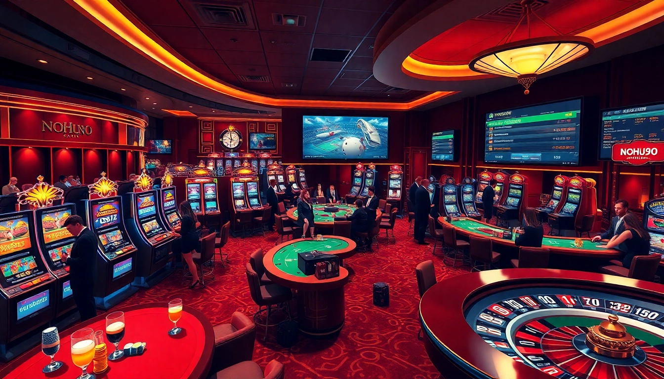 Experience the excitement of gambling at NOHU90 with slot machines and poker action.