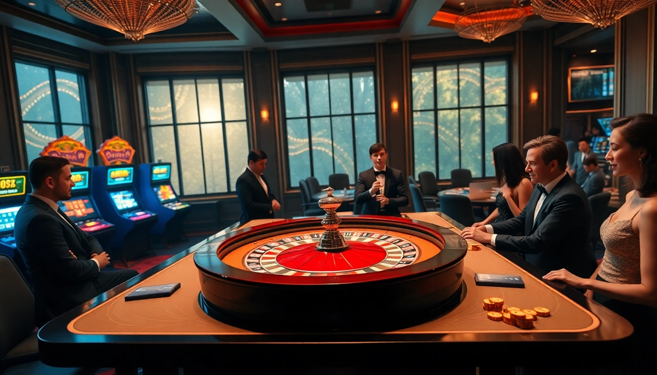 Experience the thrill of betting at the luxurious casino table available at https://rr88.navy/ with poker chips and roulette.