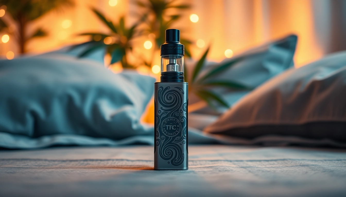 Experience the elegance of thc vape uk with a modern vape device set against soft, tranquil elements.