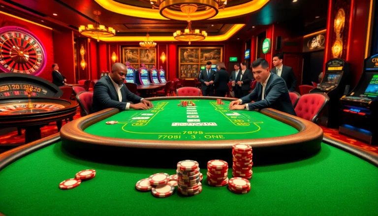 The thrilling atmosphere of gambling at https://789b.one/ with professional players at a poker table.