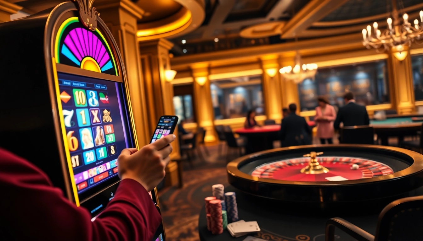 Players engaging with Oxplay casino slots amidst an opulent backdrop, ensuring immersive excitement.
