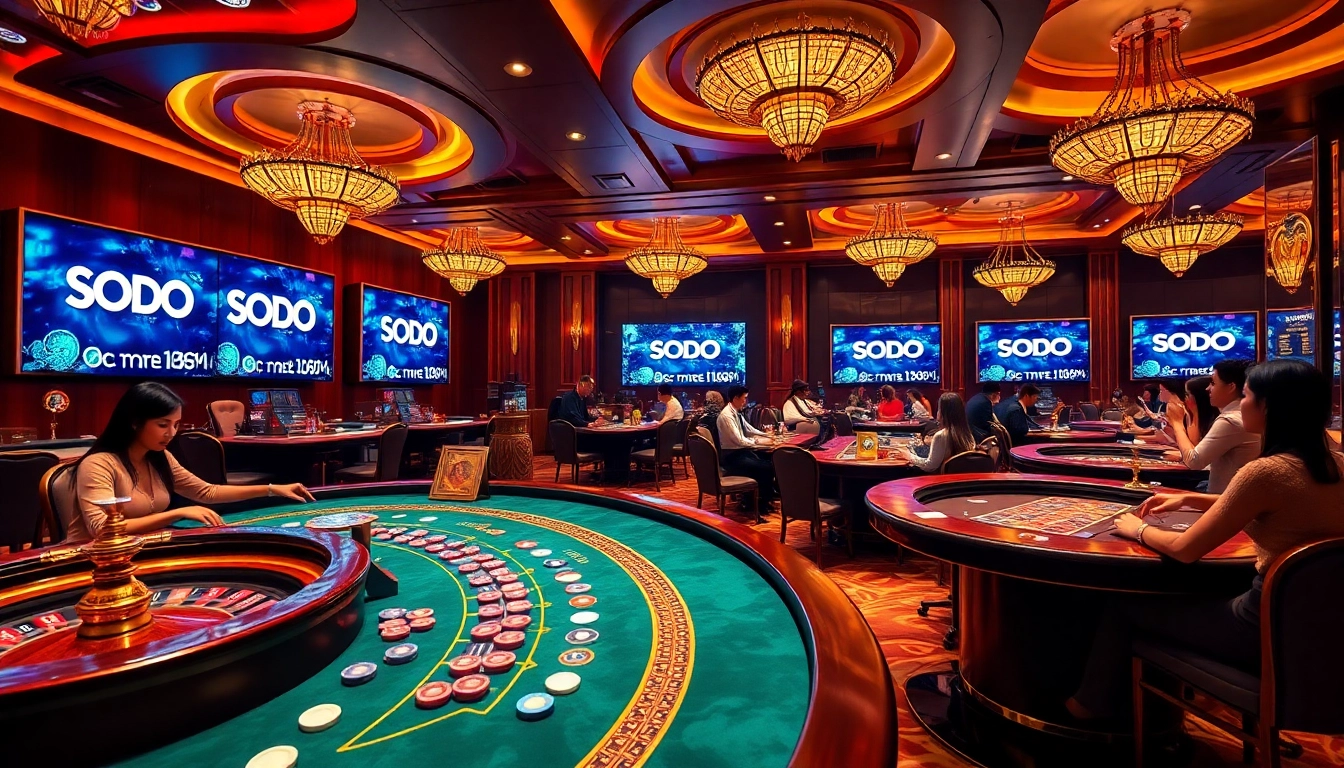 SODO casino games evoke excitement as players engage with cards and roulette.
