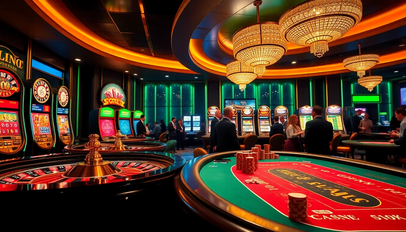 Players enjoying high-stakes gaming at k9k9 casino with roulette and poker tables.