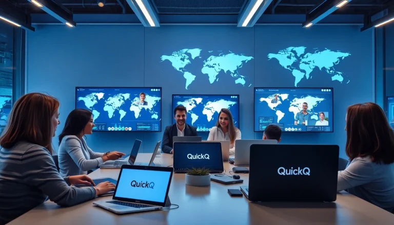 在现代工作空间环境中，通过 QuickQ 实现无缝全球连接。