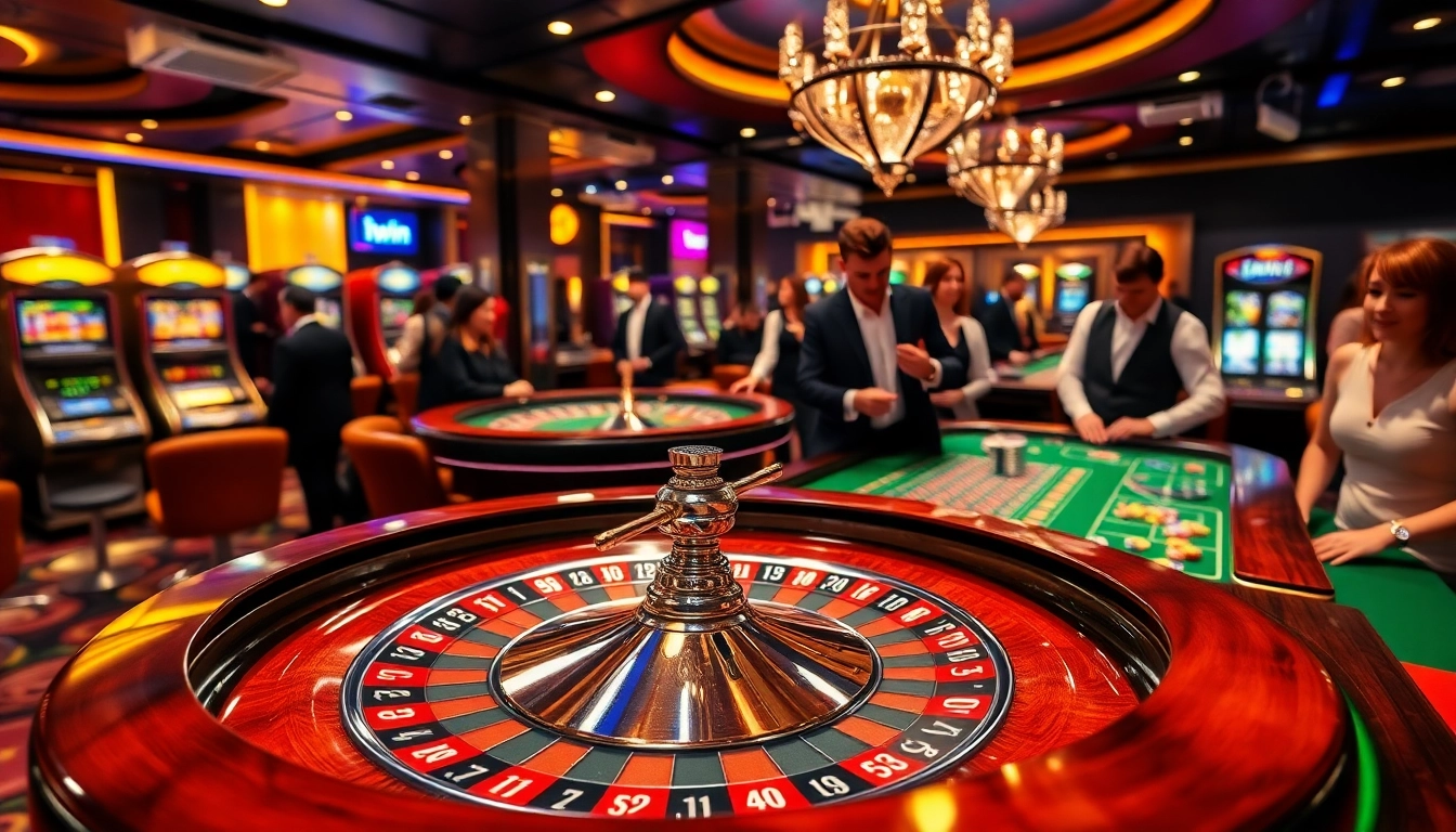 Exciting roulette gameplay at iwin casino with vibrant chips and elegant players.