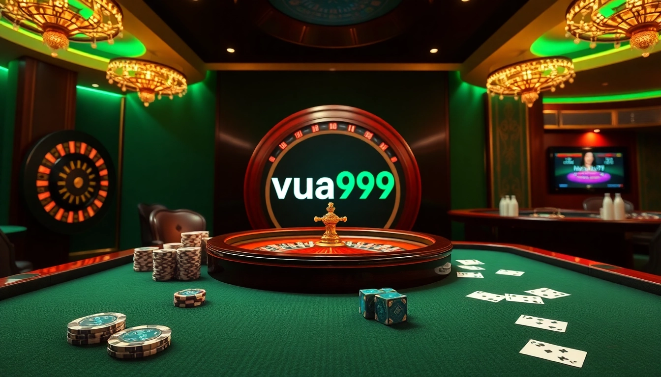 Players winning at Vua99 casino with vibrant tables and luxury decor.