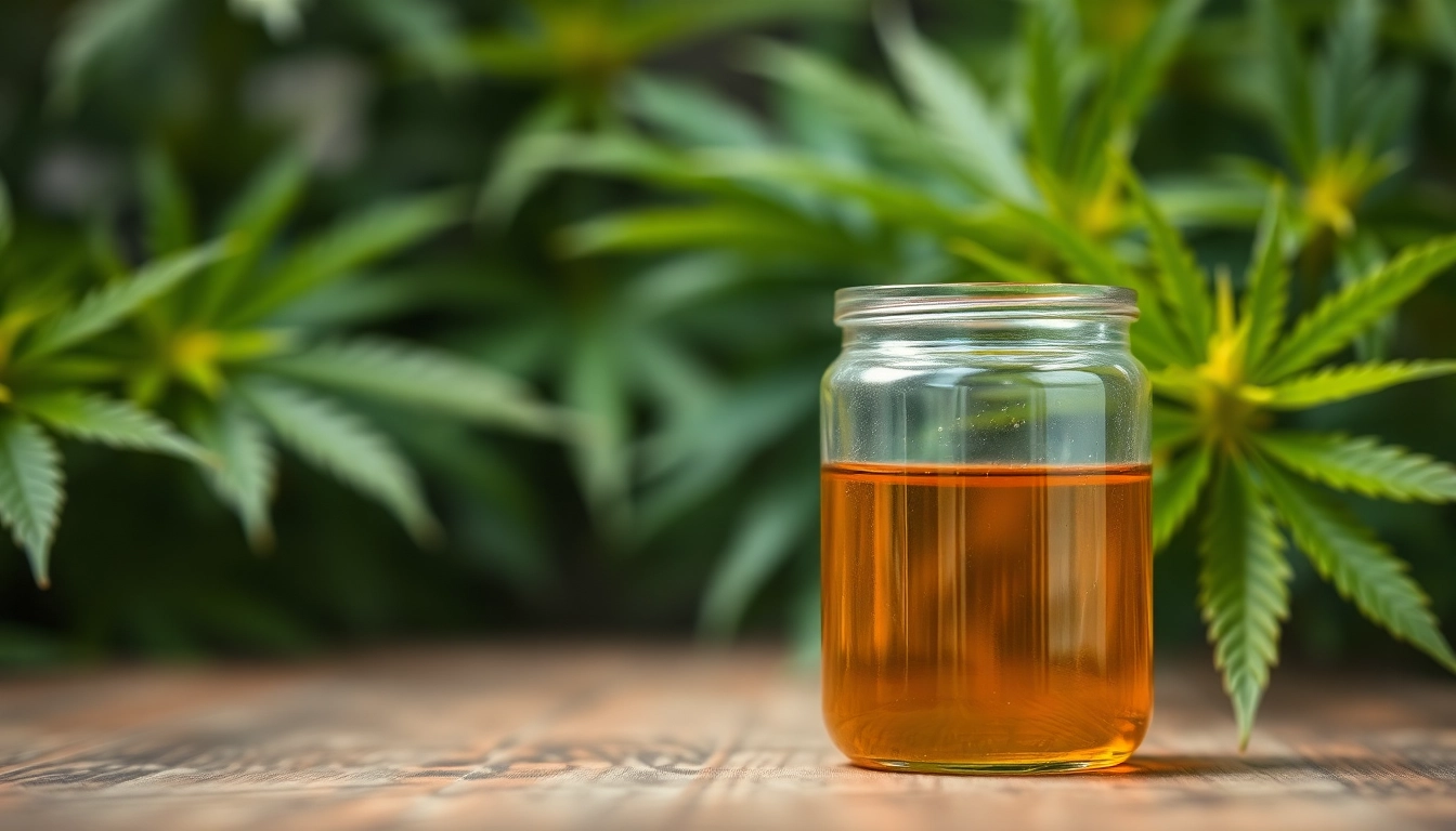 Learn how to make THC oil with this close-up of freshly prepared THC oil in a glass jar.